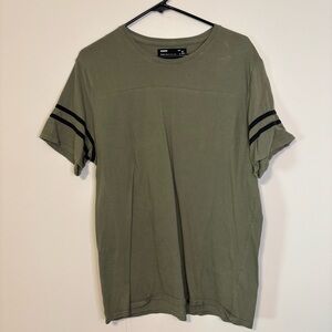 Zara Khaki T-Shirt with Black Stripes